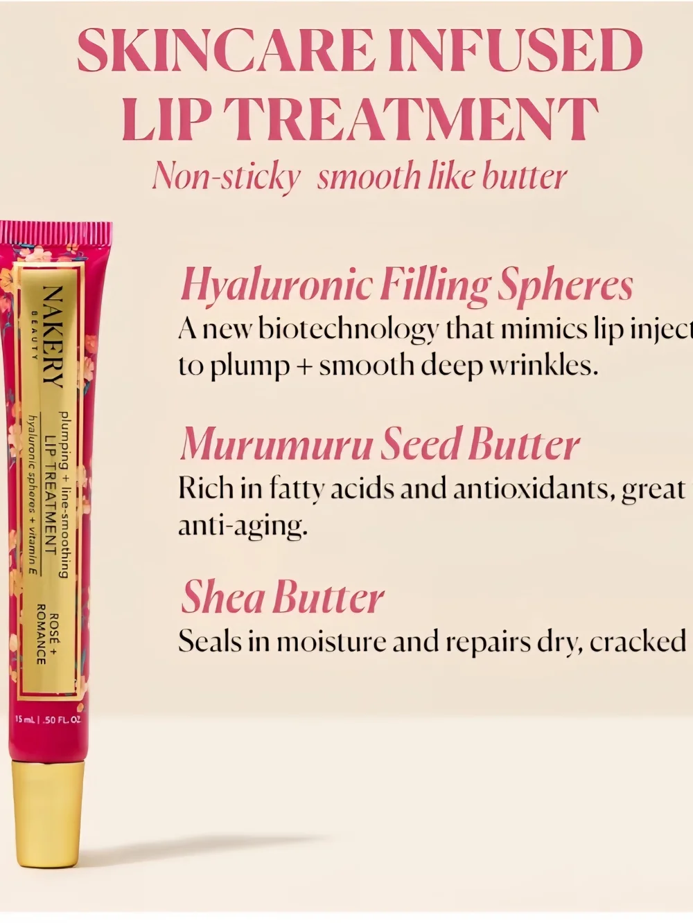 Nakery Beauty Rose + Romance Plumping Lip Treatment — Pink